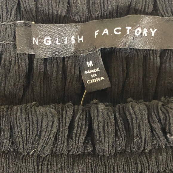 NWT English Factory Smocked Off-the-Shoulder Polka-dot Chiffon Top in Black - Picture 13 of 15